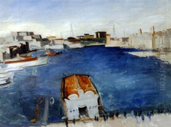 Le Port De Marseille Oil Painting by Edmond Ceria