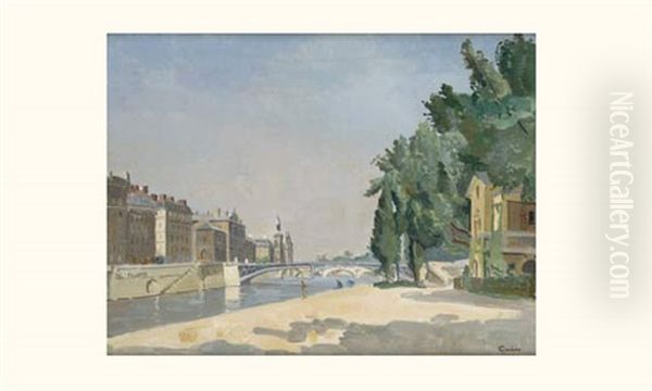 Paris, Les Quais Oil Painting by Edmond Ceria