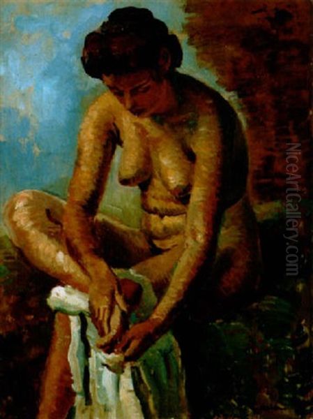 Nu A La Toilette Oil Painting by Edmond Ceria