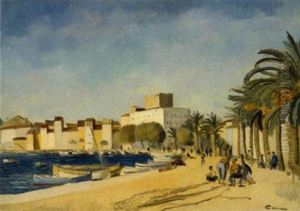 Mediterrane Hafenstadt Oil Painting by Edmond Ceria
