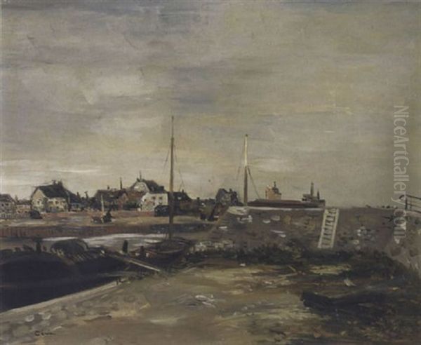 Le Canal Pres Du Village Oil Painting by Edmond Ceria