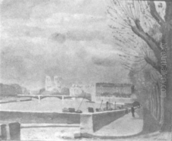 Along The Seine Oil Painting by Edmond Ceria