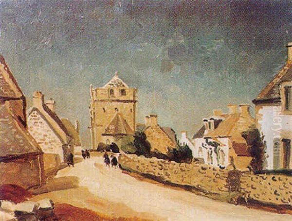 Rue De La Tour Carree A Saint-genole Oil Painting by Edmond Ceria