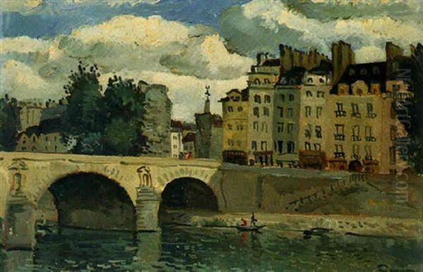 Paris, Le Pont Marie Oil Painting by Edmond Ceria