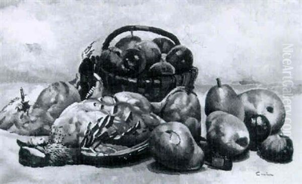 Stilleben Mit Birnen, Feigen Und Geflugel Oil Painting by Edmond Ceria