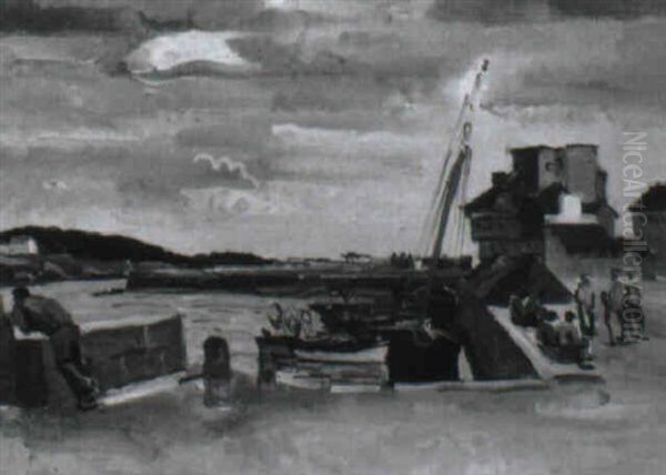 Le Port De Concarneau - L'ancien Bassin Oil Painting by Edmond Ceria