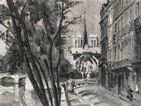 Notre-dame Oil Painting by Edmond Ceria