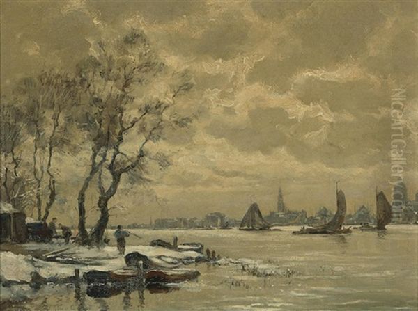 The Port Of Amsterdam Oil Painting by Nico Cevat