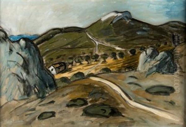 Alpilles, Des Oliviers Et Une Ferme Oil Painting by Auguste Chabaud