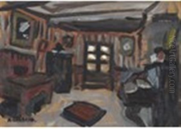 Interieur Oil Painting by Auguste Chabaud