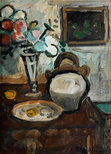 Stillleben Mit Krug Und Blumenstrauss Oil Painting by Auguste Chabaud