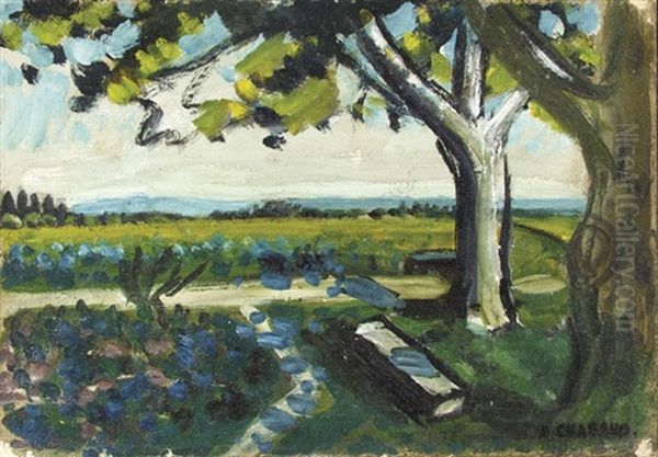 Les Quatre Platanes, Circa 1935 Oil Painting by Auguste Chabaud