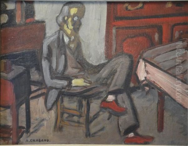 La Visite (le Pharmacien De Graveson) Oil Painting by Auguste Chabaud