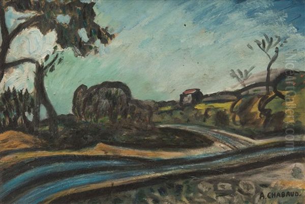 Paysage A La Riviere Oil Painting by Auguste Chabaud