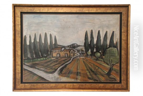 Mas Et Cypres Oil Painting by Auguste Chabaud