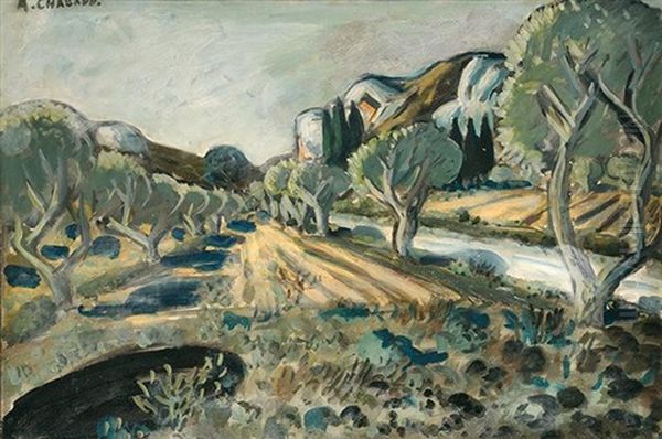Oliviers Au Pied De Boeuf, Dans Les Alpilles Oil Painting by Auguste Chabaud
