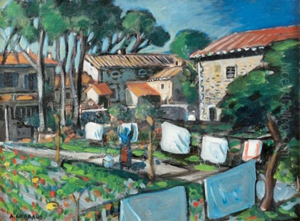 Le Linge Etendu Au Mas Martin A Graveson Oil Painting by Auguste Chabaud