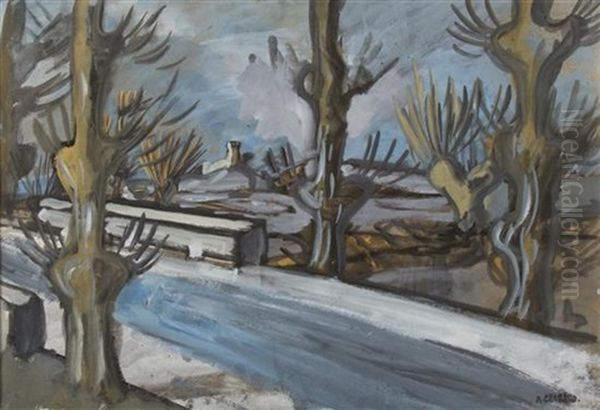 Winter Scene Oil Painting by Auguste Chabaud