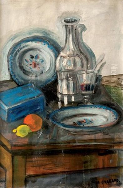 Nature Morte A La Carafe Et A L'assiette Oil Painting by Auguste Chabaud