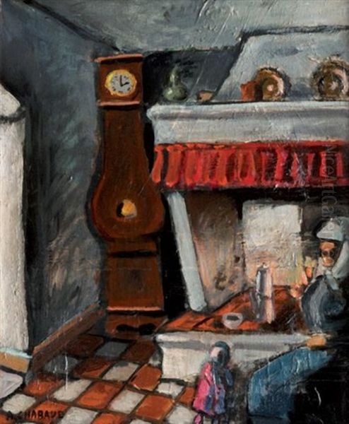 Femme Et Enfant Devant Le Feu Oil Painting by Auguste Chabaud