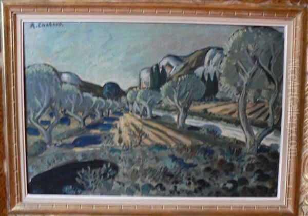 Oliviers Au Pied De Boeuf Oil Painting by Auguste Chabaud