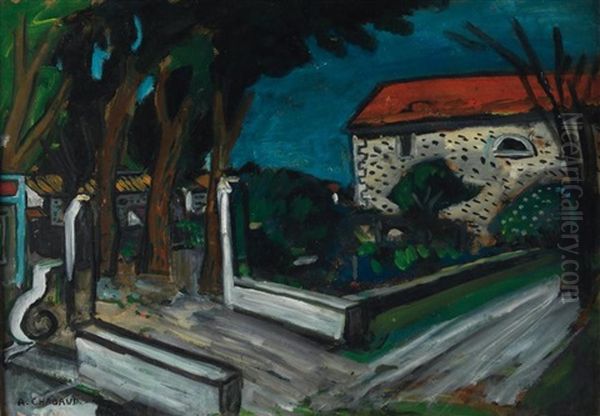 La Cour Du Mas Oil Painting by Auguste Chabaud