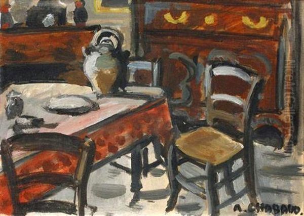 Interieur Oil Painting by Auguste Chabaud