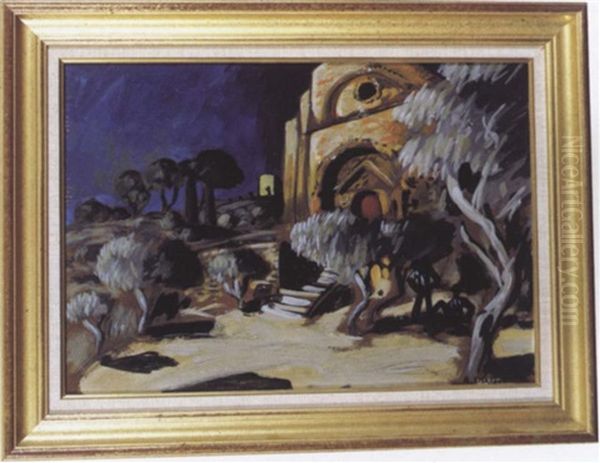 Chapelle Romane En Provence Oil Painting by Auguste Chabaud