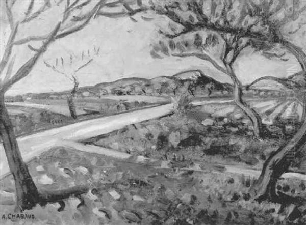 Sur Fond De Montagnette Oil Painting by Auguste Chabaud