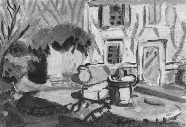 Cour De Mas Oil Painting by Auguste Chabaud