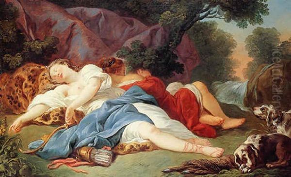 Diana Sleeping Oil Painting by Charles Michel-Ange Challes