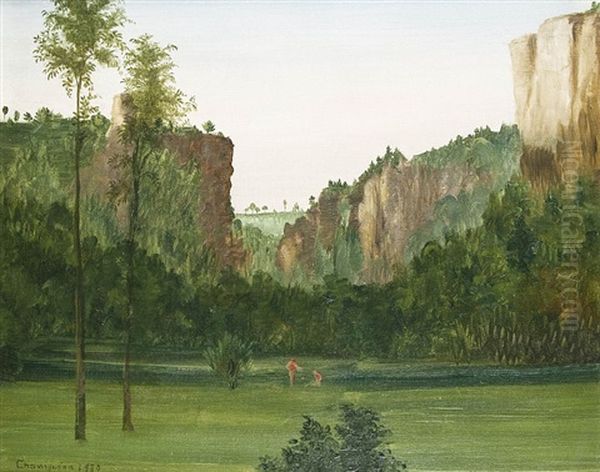 Romantische Landschaft Oil Painting by Theodore Champion