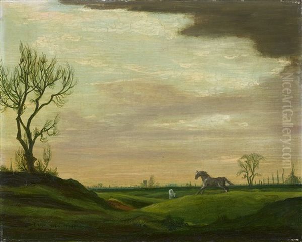 Weidende Pferde Oil Painting by Theodore Champion