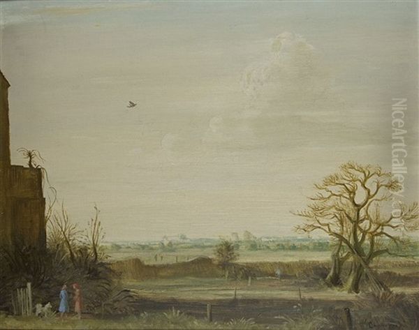 Spaziergangerinnen Am Niederrhein Oil Painting by Theodore Champion