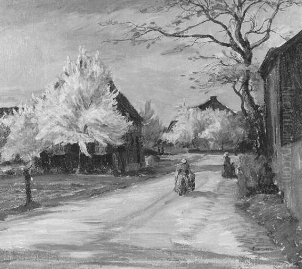 Dorfstrasse Mit Bluhenden Baumen Oil Painting by Theodore Champion