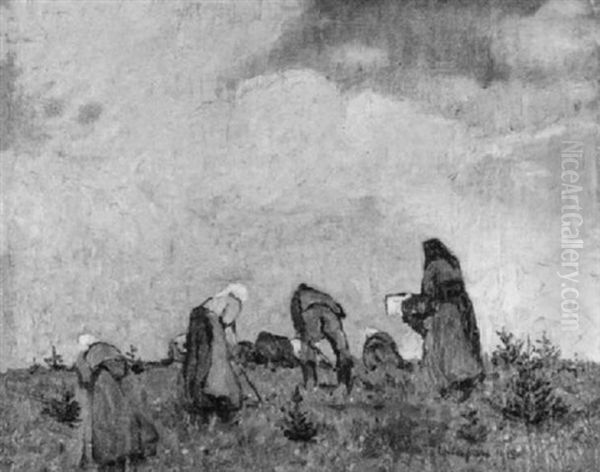 Bauern Bei Der Feldarbeit Oil Painting by Theodore Champion