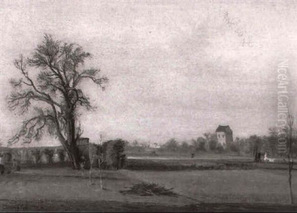 Niederrheinische Landschaft Mit Spaziergangern Oil Painting by Theodore Champion