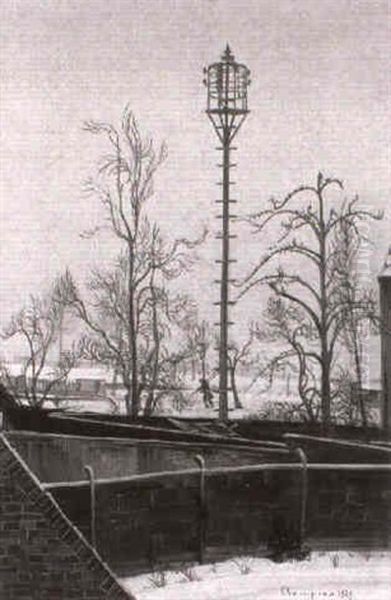 G,rten Im Schnee Oil Painting by Theodore Champion