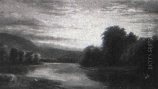 River At Twilight Oil Painting by Benjamin Champney
