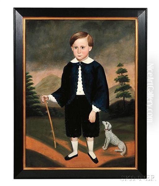 Portrait Of A Boy Holding A Sword Accompanied By His Dog Oil Painting by Joseph Goodhue Chandler