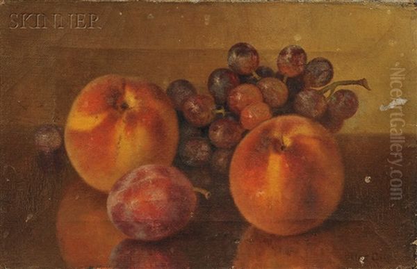 Still Life With Peaches, Plum, And Grapes Oil Painting by Bryant Chapin