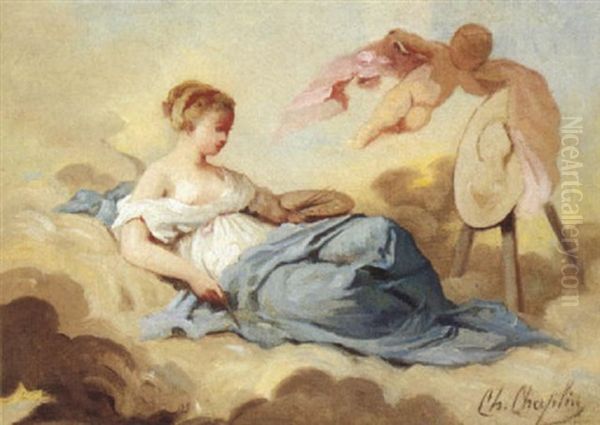 Allegorie De La Peinture Oil Painting by Charles Joshua Chaplin