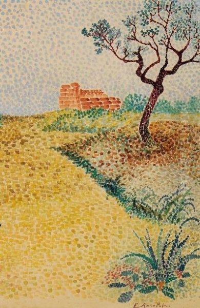 Paysage Au Pin Oil Painting by Emile Ancelet