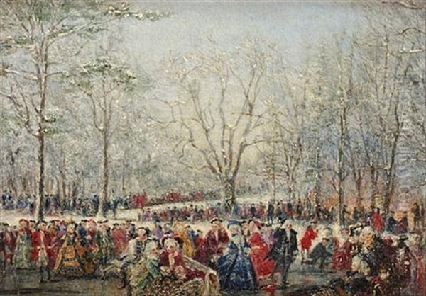Skaters In The Bois De Boulogne Oil Painting by Conrad Wise Chapman