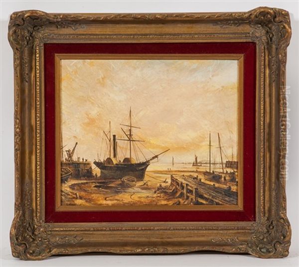 Shipyard, 1880 Oil Painting by John Linton Chapman