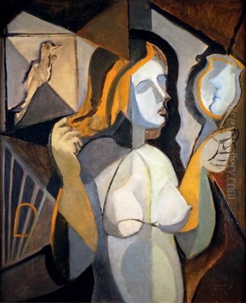 Jeune Fille A Sa Toilette Oil Painting by Jules (Youla) Chapoval