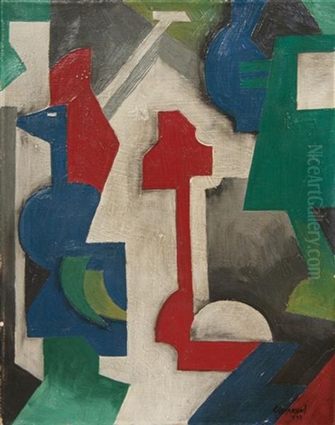 Abstract Colorform Oil Painting by Youla, Jules Chapoval