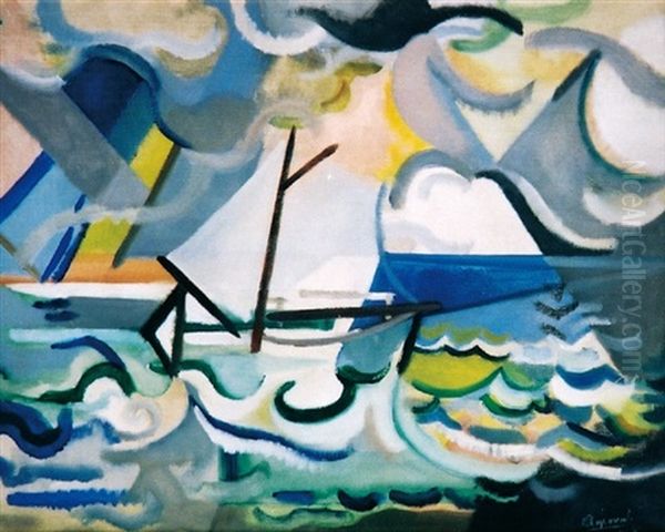 Les Bateaux Au Port Oil Painting by Jules (Youla) Chapoval