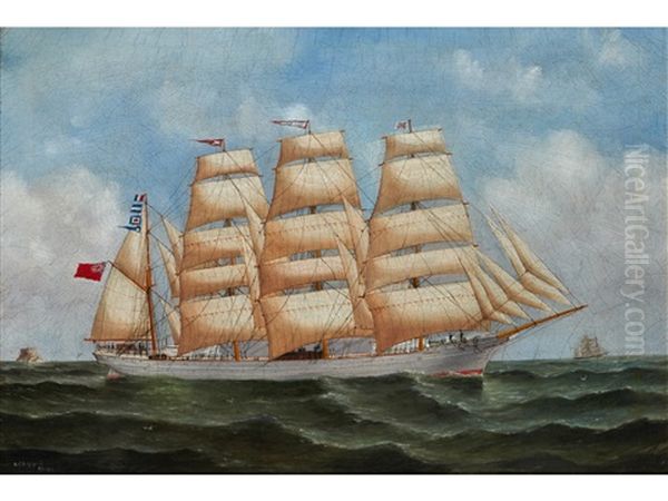 The Full Masted Barque Jordanhill Underway Oil Painting by Reuben Chappell