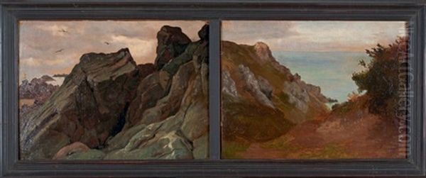 A L'anse Cochat; A Port Logot, Pointe De Plouhin (2 Works) Oil Painting by Paul Louis Leger Chardin